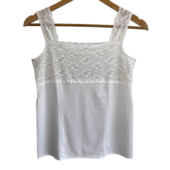 Patricia Lingerie Tops - Vintage Lace Camisole Sz S White Sheer Stretch Lacy Tank Top Cami Classy Sexy